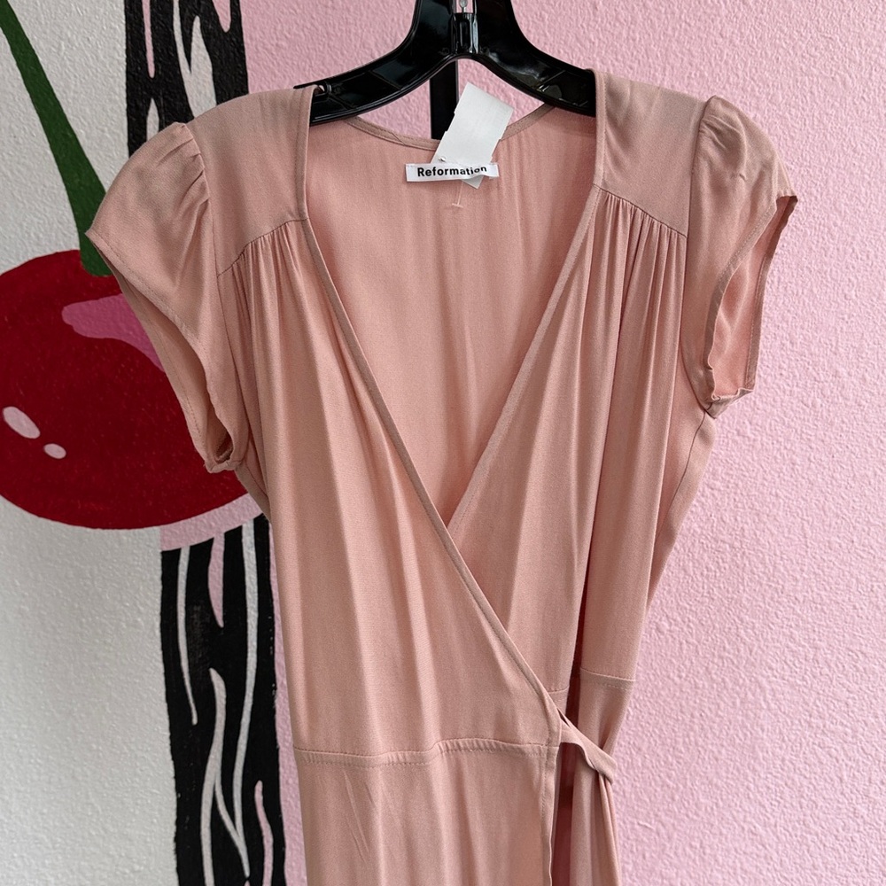 Reformation Chamomile Wrap Maxi Blush Pink Dress Size XS